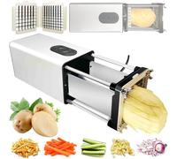 LISTaRSw Commercial Fruit/Vegetable Cutter - 1/2" + 3/8" Blade, Electric French Fry Cutter - Large Capacity Warehouse, Stainless Steel, For Potatoes, Onions, Cucumbers, Vegetables Silver