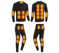 LISTaRSw Lightweight Men Thermal Set, 30 Heating Zones Heated Base Layer Men, USB Smart Heated Men Thermal Underwear Set, Thermal Heating Trousers Underwears Black-L