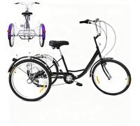 LISTaRSw Tricycle for Adults - 7 Speed/Height Adjustable, 24'' Adult Trike Tricycle, Cruise Bikes, 3 Wheels Bicycle, Cycling Pedal Bike, For Seniors Shopping Black