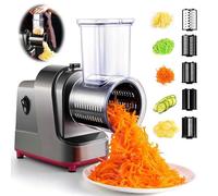 LISTaRSw Vegetable Slicer W/ 5 Blades + 7.5cm Feeding Opening, Upgraded Electric Cheese Grater, One-Button Control, For Fruit, Vegetable, Cheese