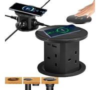 LISTaRSw Vertical Lifting Socket - Automatic Lifting, Automatic Pop-Up Power Socket - 15w Wireless Charging, With 4 Sockets/USB/Ty-Pe-C Port, For Home, Office Black
