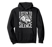 Listen To The Silence Wolf Forest Nature Hiking Moon Camping Pullover Hoodie