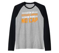 Listen Up Rizzlers Sigmas Show Work No Cap - Raglan Baseball Tee