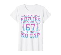 Listen Up Rizzlers This Sigma Has 67 Aura Energy Six Seven Value Graphic T-Shirt, Women, White, S