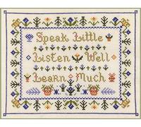 Listen Well' Traditional Sampler - Complete Cross Stitch kit on 14 aida with Clear Colour Chart