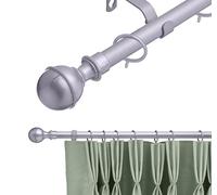 Lister Cartwright 16-19 mm Extendable Metal Curtain Pole Rods Voile Easy Fitting Ball Satin Steel 120-210 cm