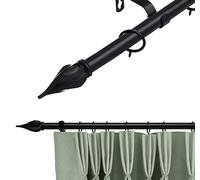 Lister Cartwright 16-19 mm Extendable Metal Curtain Pole Rods Voile Easy Fitting Spiral Black 120-210 cm