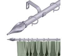Lister Cartwright 16-19 mm Extendable Metal Curtain Pole Rods Voile Easy Fitting Spiral Satin Steel 120-210 cm