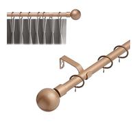 Lister Cartwright 19 mm Curtain Pole for Windows, Extendable 120 - 210 cm, Bronze Metal Rod with Ball Finials, Adjustable Drapery Pole for Curtains, Living Room,Bedroom Non Slip