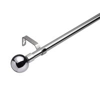 Lister Cartwright 19 mm Curtain Pole for Windows, Extendable 120-210 cm, Chrome Metal Rod with Ribbed Ball Finials, Adjustable Drapery Pole for Eyelet Curtains, Living Room,Bedroom Non Slip