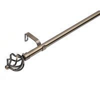 Lister Cartwright 19 mm Curtain Pole for Windows, Extendable 210-320 cm, Antique Brass Metal Rod with Cage Finials, Adjustable Drapery Pole for Eyelet Curtains, Living Room,Bedroom Non Slip