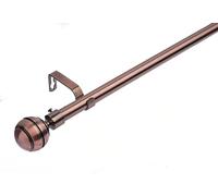 Lister Cartwright 19 mm Curtain Pole for Windows, Extendable 210-320 cm, Antique Copper Metal Rod with Ribbed Ball Finials, Adjustable Drapery Pole for Eyelet Curtains, Living Room,Bedroom Non Slip