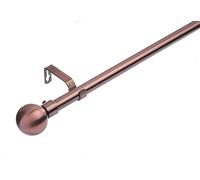 Lister Cartwright 19 mm Curtain Pole for Windows, Extendable 70-120 cm, Antique Copper Metal Rod with Ball Finials, Adjustable Drapery Pole for Eyelet Curtains, Living Room,Bedroom Non Slip