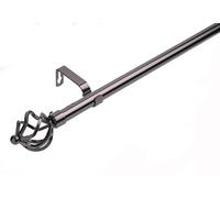 Lister Cartwright 19 mm Curtain Pole for Windows, Extendable 70-120 cm, Black Nickel Metal Rod with Cage Ball Finials, Adjustable Drapery Pole for Eyelet Curtains, Living Room,Bedroom Non Slip