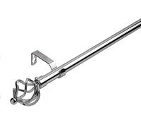 Lister Cartwright 19 mm Curtain Pole for Windows, Extendable 70-120 cm, Chrome Metal Rod with Ribbed Ball Finials, Adjustable Drapery Pole for Eyelet Curtains, Living Room,Bedroom Non Slip