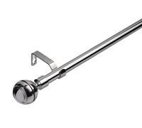 Lister Cartwright 19 mm Curtain Pole for Windows, Extendable 70-120 cm, Chrome Metal Rod with Ribbed Ball Finials, Adjustable Drapery Pole for Eyelet Curtains, Living Room,Bedroom Non Slip