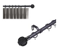 Lister Cartwright 19 mm Curtain Pole for Windows, Extendable 70-120 cm, Gun Metal Metal Rod with Knotted Finials, Adjustable Drapery Pole for Curtains, Living Room,Bedroom Non Slip