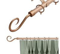 Lister Cartwright 19 mm Extendable Metal Curtain Pole Rods - Bronze (Crook Finials, 120-210 cm)