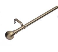 Lister Cartwright 19 mm Extendable Metal Curtain Poles, Antique Brass (Ball Finials, 120-210 cm)
