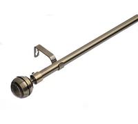 Lister Cartwright 19 mm Extendable Metal Curtain Poles, Antique Brass (Ribbed Ball Finials, 70 - 120 Cm)