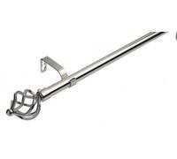 Lister Cartwright 19 mm Extendable Metal Curtain Poles, Brushed Steel (Cage Finials, 70 - 120 Cm)