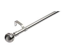 Lister Cartwright 19 mm Extendable Metal Curtain Poles, Brushed Steel (Ribbed Ball Finials, 70-120 cm)