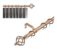 Lister Cartwright 19 mm Extendable Metal Curtain Poles Rods Voile Easy Fitting - Bronze (Cage Finials, 210-360 cm)
