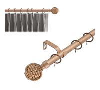 Lister Cartwright 19 mm Extendable Metal Curtain Poles Rods Voile Easy Fitting - Bronze (Knotted Finials, 210-360 cm)
