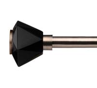 Lister Cartwright 19mm Adjustable Telescopic Extendable Metal Curtain Pole Set with Celestial Cut Black Diamond Finial Easy fit to Outdoor, Bedroom, Living Room (210 X 320 cm, Antique Brass)