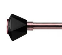Lister Cartwright 19mm Adjustable Telescopic Extendable Metal Curtain Pole Set with Celestial Cut Black Diamond Finial Easy fit to Outdoor, Bedroom, Living Room (210 X 320 cm, Antique Copper)