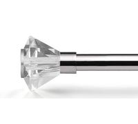 Lister Cartwright 19mm Adjustable Telescopic Extendable Metal Curtain Pole Set with Celestial Cut Clear Diamond Finial Easy fit to Outdoor, Bedroom, Living Room (70 X 120 cm, Brushed Steel)