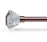 Lister Cartwright 19mm Adjustable Telescopic Extendable Metal Curtain Pole Set with Celestial Cut Clear Diamond Finial Easy fit to Outdoor, Bedroom, Living Room (70 X 120 cm, Antique Copper)