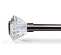 Lister Cartwright 19mm Adjustable Telescopic Extendable Metal Curtain Pole Set with Celestial Cut Clear Diamond Finial Easy fit to Outdoor, Bedroom, Living Room (120 X 210 cm, Black Nickel)