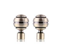 Lister Cartwright 19mm Curtain Pole Ends Finials Pack of 2 Adjustable Screws Available in Colours Antique Brass (Metal Ribbed Ball Finials)