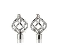 Lister Cartwright 19mm Curtain Pole Ends Finials Pack of 2 Adjustable Screws Available in Colours Brushed Steel (Metal Cage Finials)
