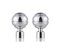 Lister Cartwright 19mm Curtain Pole Ends Finials Pack of 2 Adjustable Screws Available in Colours Chrome (Metal Ribbed Ball Finials)