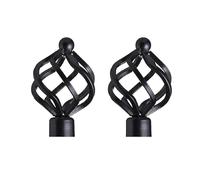 Lister Cartwright 19mm Curtain Pole Ends Finials Pack of 2 Adjustable Screws Available in Colours Gun Metal (Metal Cage Finials)