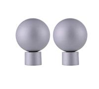 Lister Cartwright 19mm Curtain Pole Ends Finials Pack of 2 Adjustable Screws Available in Colours Matt Silver (Metal Ball Finials)