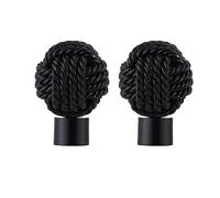 Lister Cartwright 19mm Curtain Pole Ends Finials Pack of 2 Adjustable Screws Available in Colours Obsidian Black (Metal Knotted Finials)