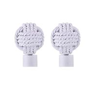 Lister Cartwright 19mm Curtain Pole Ends Finials Pack of 2 Adjustable Screws Available in Colours White (Metal Knotted Finials)