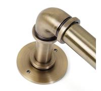 Lister Cartwright 25mm Antique Brass Industrial Pipe Eyelet Curtain Pole Heavy Duty Metal Curtain Rod - Wall or Ceiling Mounted Curtain Rail - Vintage Pipe Style for Living Room, Bedroom (120 cm)