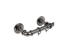Lister Cartwright 25mm Black Nickle Industrial Pipe Extendable Curtain Pole Heavy Duty Metal Curtain Rod with Rings - Wall or Ceiling Mounted- Vintage Pipe Style for Living Room, Bedroom(120-320 cm)