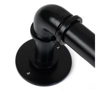 Lister Cartwright 25mm Obsidian Black Industrial Pipe Extendable Eyelet Curtain Pole Heavy Duty Metal Curtain Rod - Wall or Ceiling Mounted- Vintage Pipe Style for Living Room, Bedroom(120-210 cm)