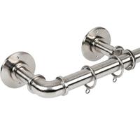 Lister Cartwright 25mm Polished Steel Industrial Pipe Extendable Curtain Pole Heavy Duty Metal Curtain Rod With Rings(120-320 Cm)