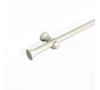Lister Cartwright 28 mm Eyelet Wooden Curtain Pole Set Fixed Length (Linen White Traditional Stopper, 200 Cm)