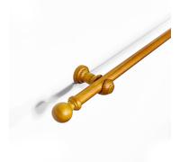 Lister Cartwright 28 mm Eyelet Wooden Curtain Pole Set Fixed Length Poles (Aged Oak Traditional Ball, 240 cm)