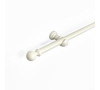 Lister Cartwright 28 mm Eyelet Wooden Curtain Pole Set Fixed Length Poles (Linen White Traditional Ball, 400 cm)