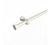 Lister Cartwright 28 mm Eyelet Wooden Curtain Pole Set Fixed Length Poles (Linen White Traditional Stopper, 240 cm)