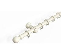 Lister Cartwright 28 mm Wooden Curtain Poles Fixed Length (Linen White Ball, 400 Cm)