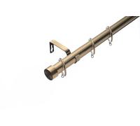 Lister Cartwright 28mm Antique Brass Adjustable Telescopic Extendable Metal Curtain Pole Set Rings with Stopper Finial Voile Easy fit to Outdoor, Bedroom, Living Room (120-210 cm)